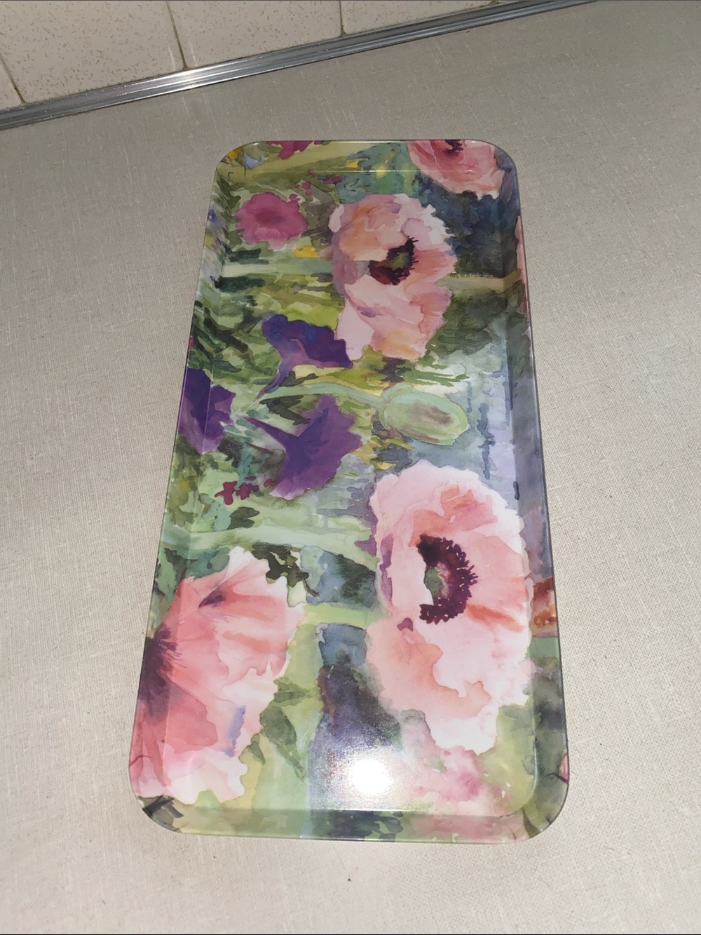 Made in Italy trinket vanity serving Tray Melamine Floral Multi‎ Colored Vintage